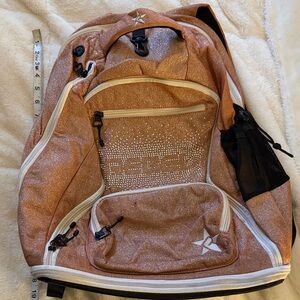Rose gold rebel athletic sparkle dream Backpack with Rhinestone Logo